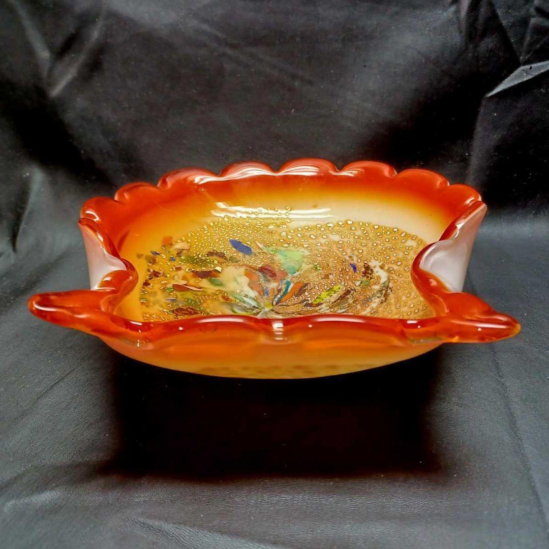 MURANO ムラノ ミルフィオリ崩し シェル ホタテ貝形 貝殻 モチーフ 皿