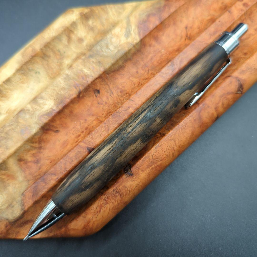 384ペン工房翌檜　極上　黒柿　孔雀杢　木軸シャーペン　ボールペン