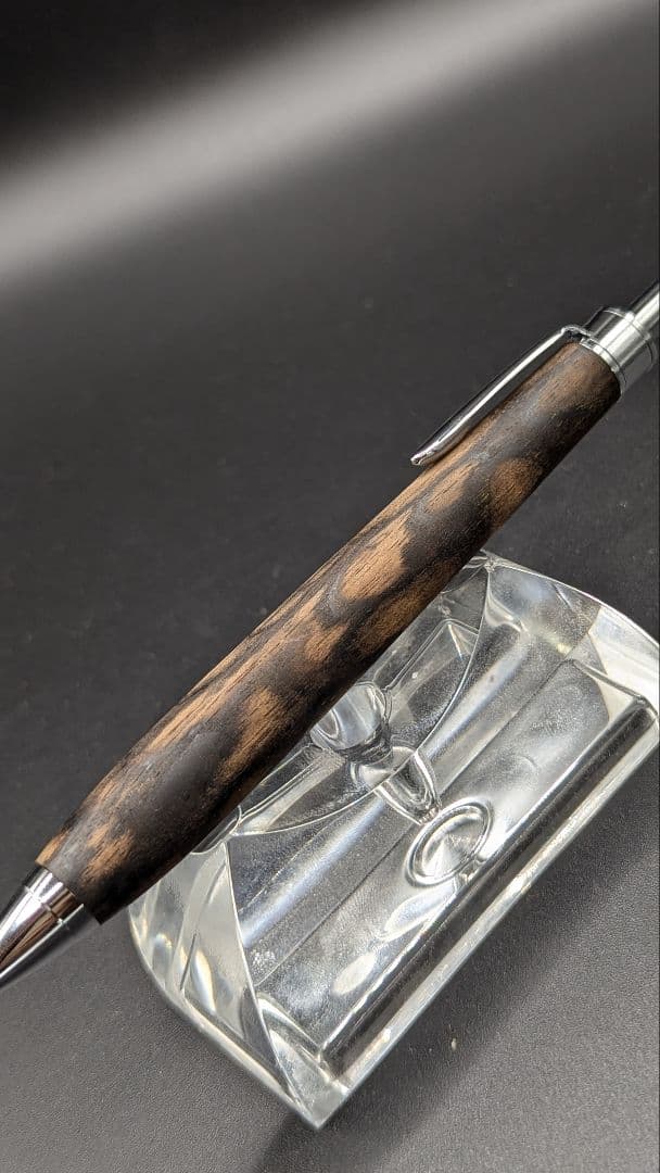 384ペン工房翌檜　極上　黒柿　孔雀杢　木軸シャーペン　ボールペン