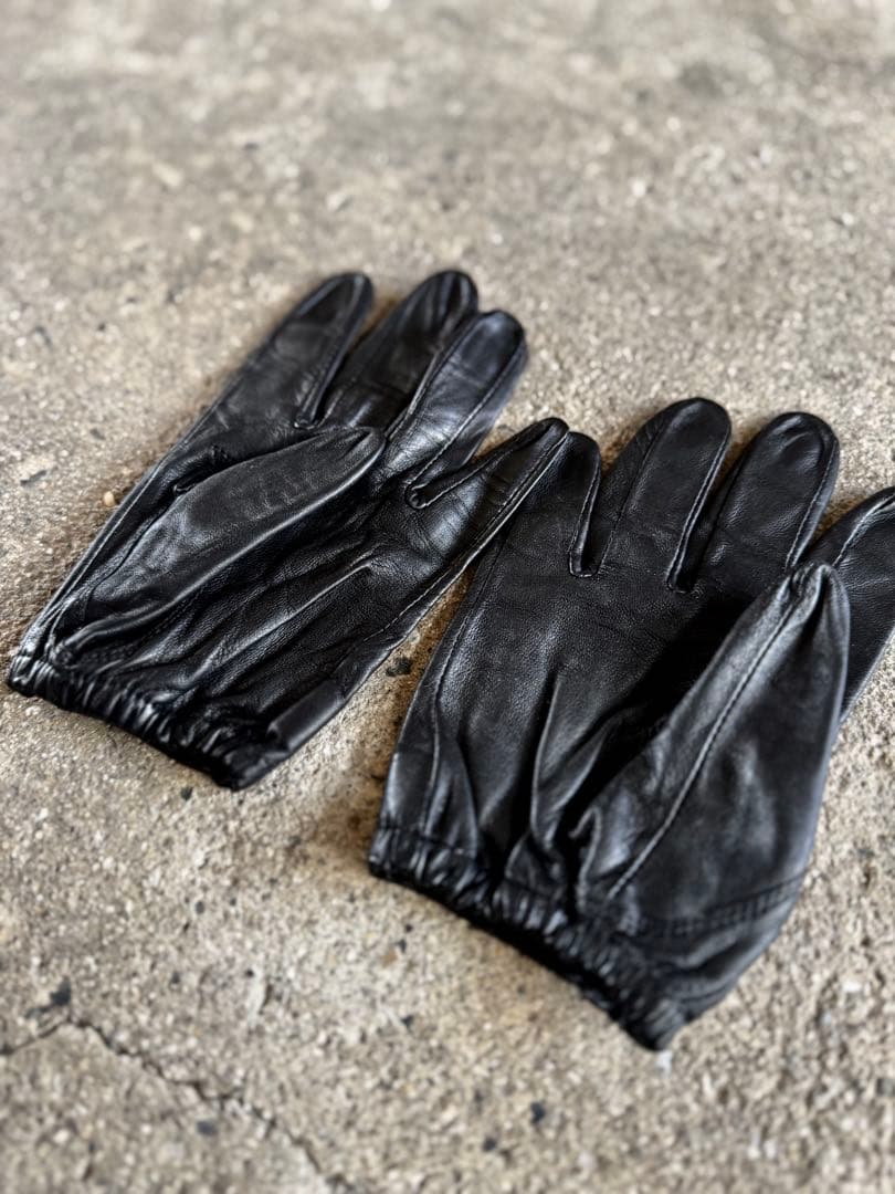 上質レザー 革手袋 レザーグローブ 警察官 黒 レザー手袋 ショート丈