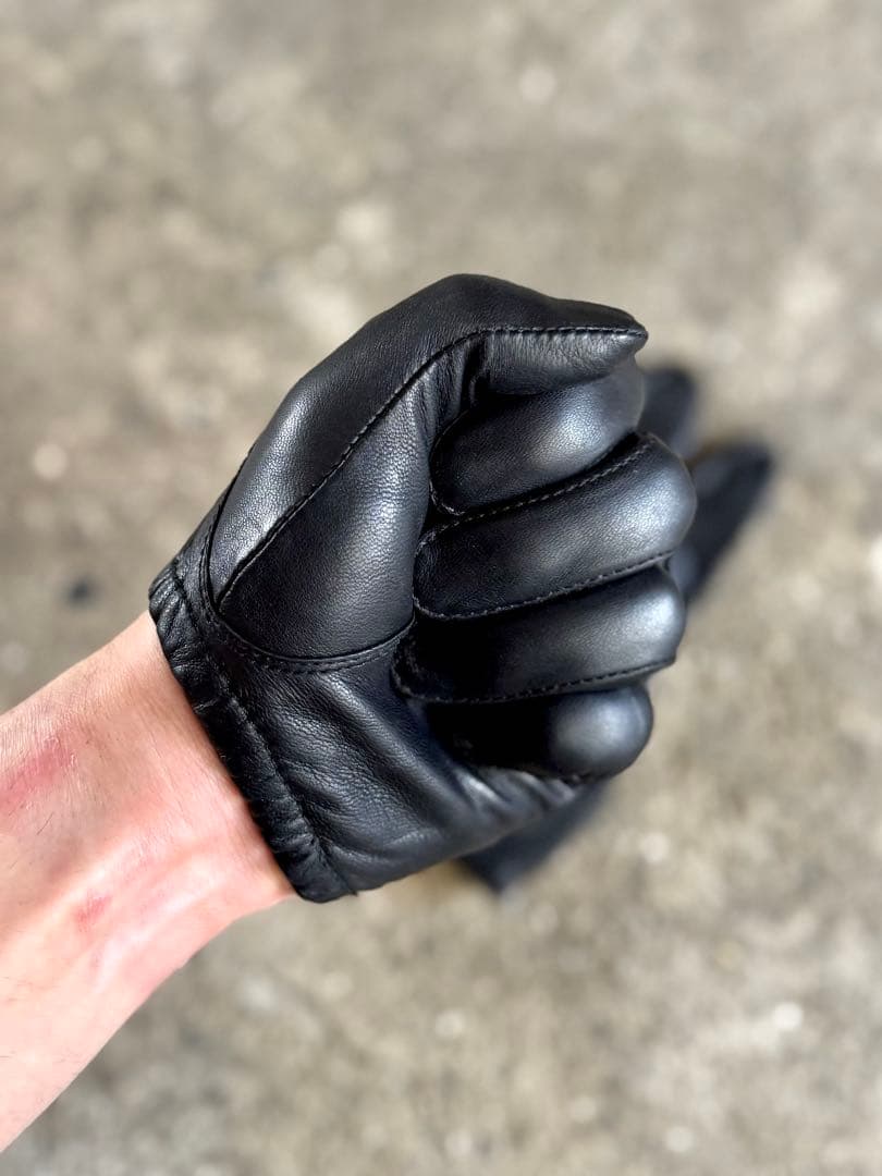上質レザー 革手袋 レザーグローブ 警察官 黒 レザー手袋 ショート丈