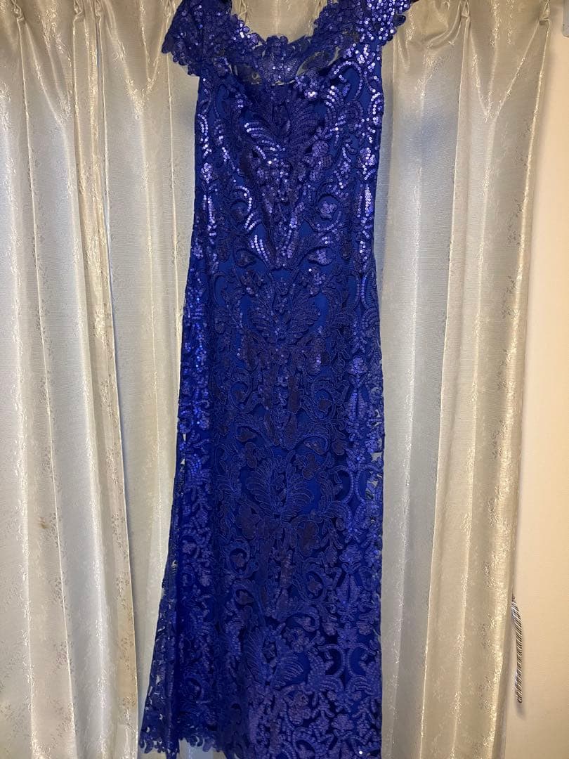 美品⭐︎TADASHI SHOJI 青 レースドレス サイズ2