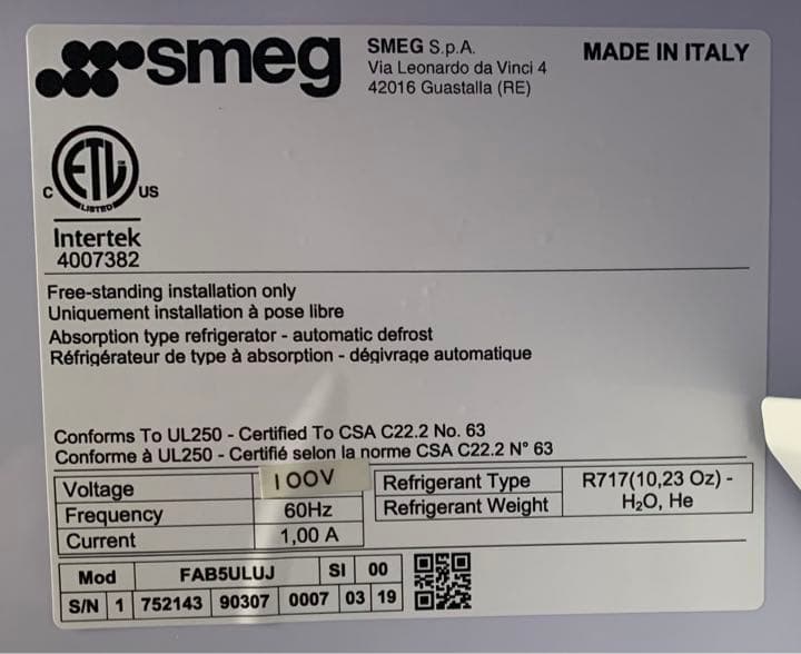 日本正規品代理店品❗️SMEGスメッグ 冷蔵庫 42L イタリア製