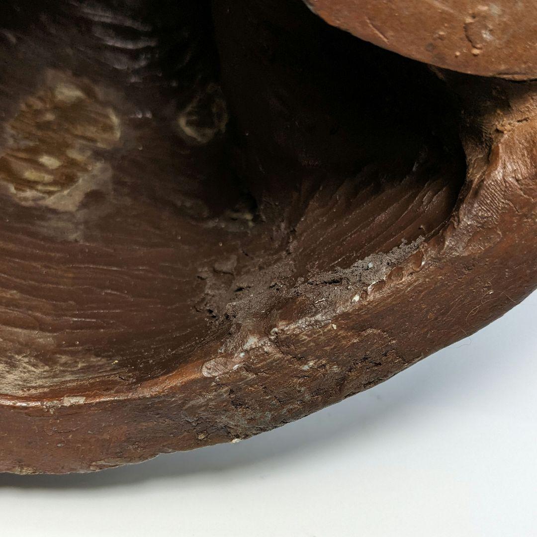 藤原陶臣 備前焼 申置物 猿 サル 縁起物 細工物 太鼓 工芸品 在銘 オブジェ