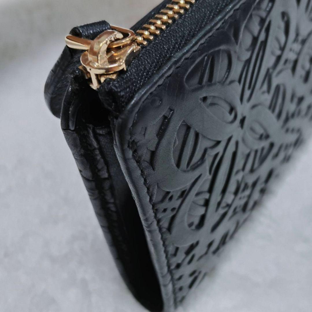 ロエベ リピートアナグラム L字財布 レザー ブラック 美品