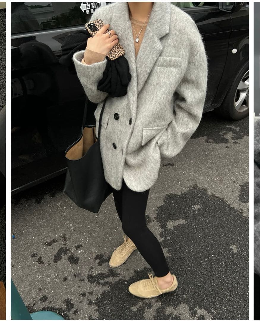 グレー オーバーサイズチェスターコート　ジプソフィア　gypsophila