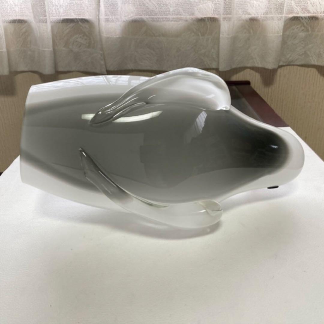 岩津ガラス ペンギン 置物 オブジェ ランプシェード スタンド 工芸品 レトロ