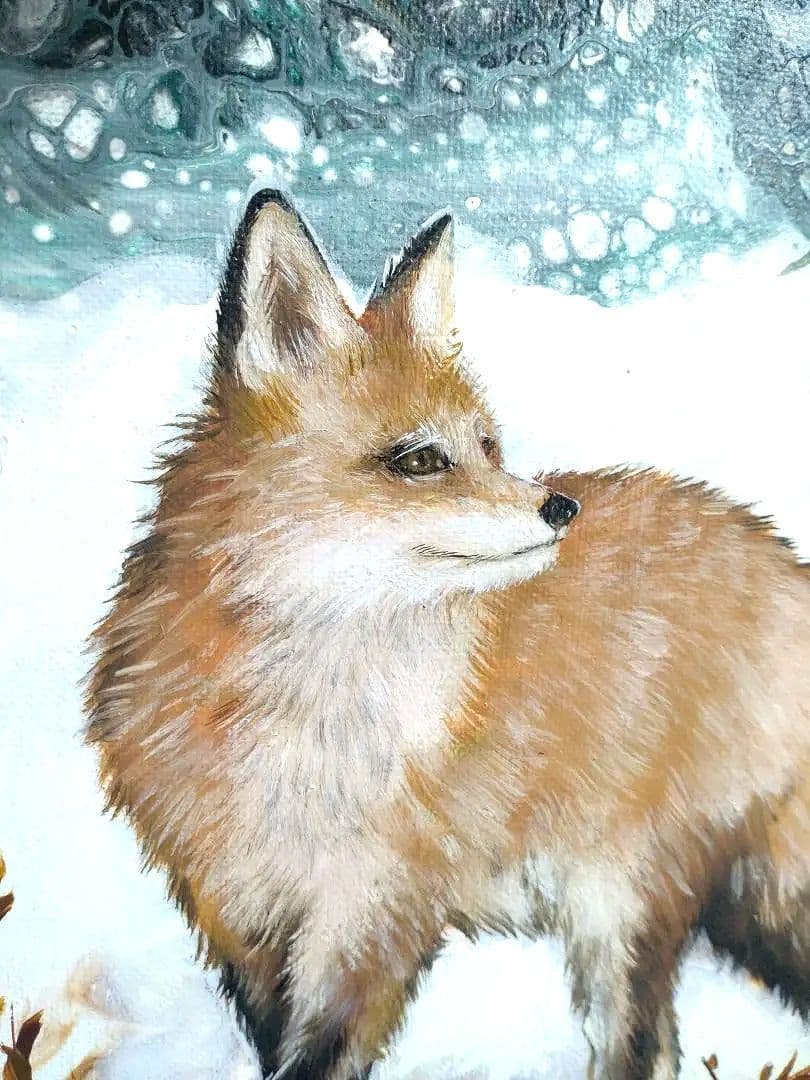 狐の油絵【軌跡】1点物の原画◆作者サイン入り/油彩画/F8号キャンバス