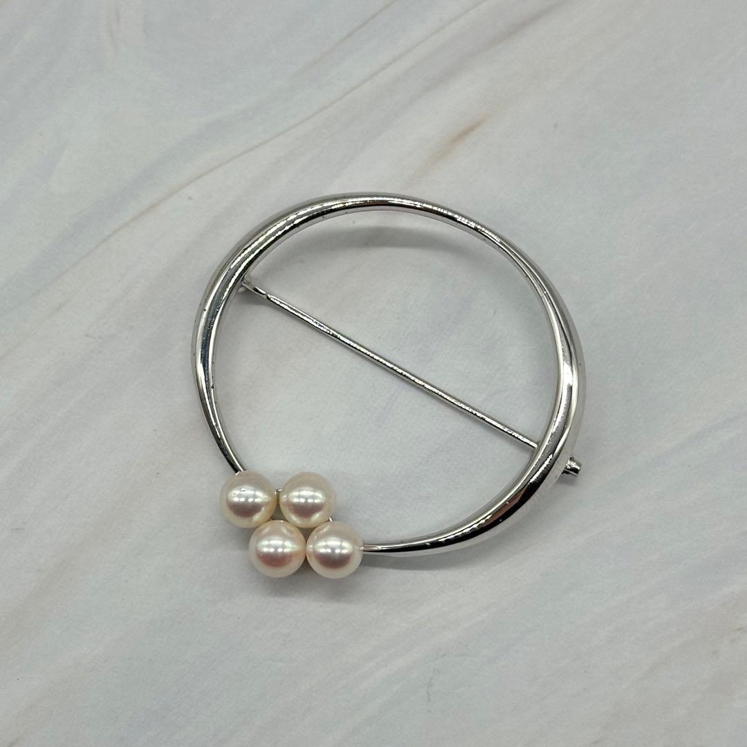 MIKIMOTO ミキモト ブローチ パール アコヤ真珠 サークル シルバー