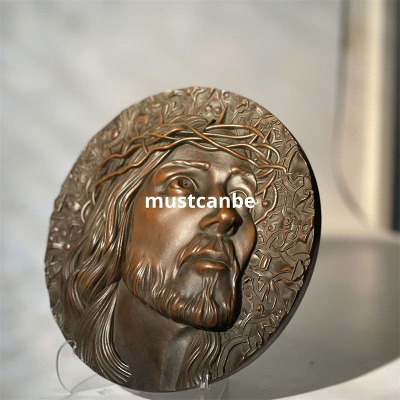 浮彫り イバラをかぶった人物頭芸術装飾客間 玄関 装飾品 工芸品 置物