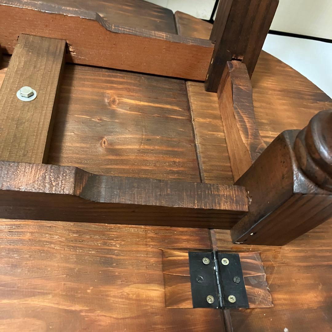 木製折りたたみ式ローテーブル　アンティークコーヒーテーブルバタフライ机楕円机