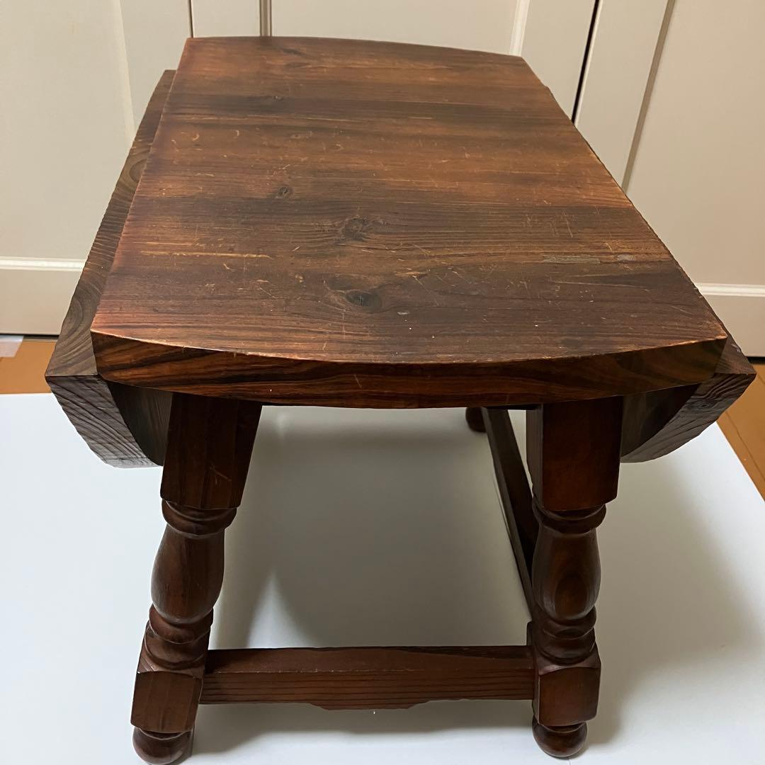 木製折りたたみ式ローテーブル　アンティークコーヒーテーブルバタフライ机楕円机