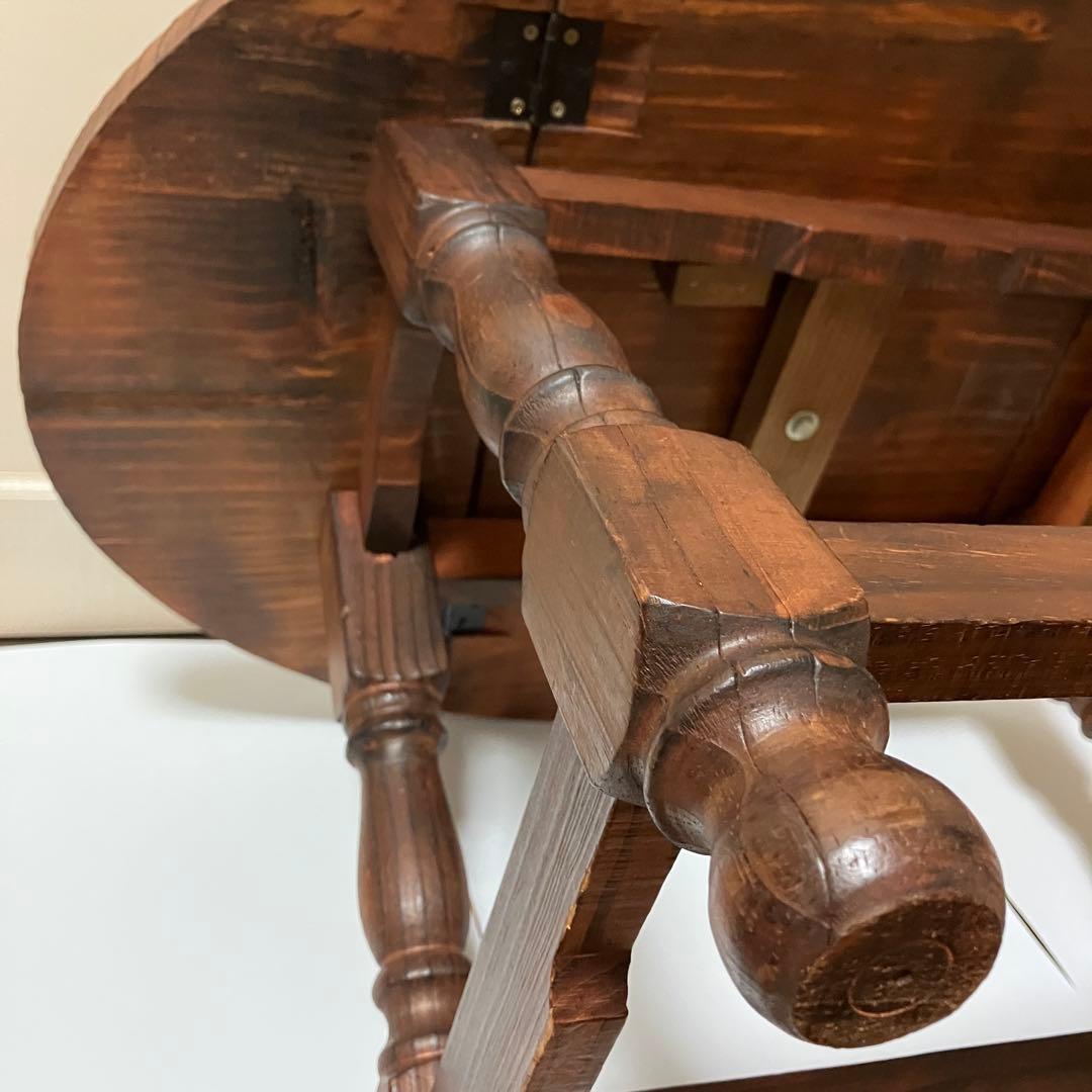 木製折りたたみ式ローテーブル　アンティークコーヒーテーブルバタフライ机楕円机