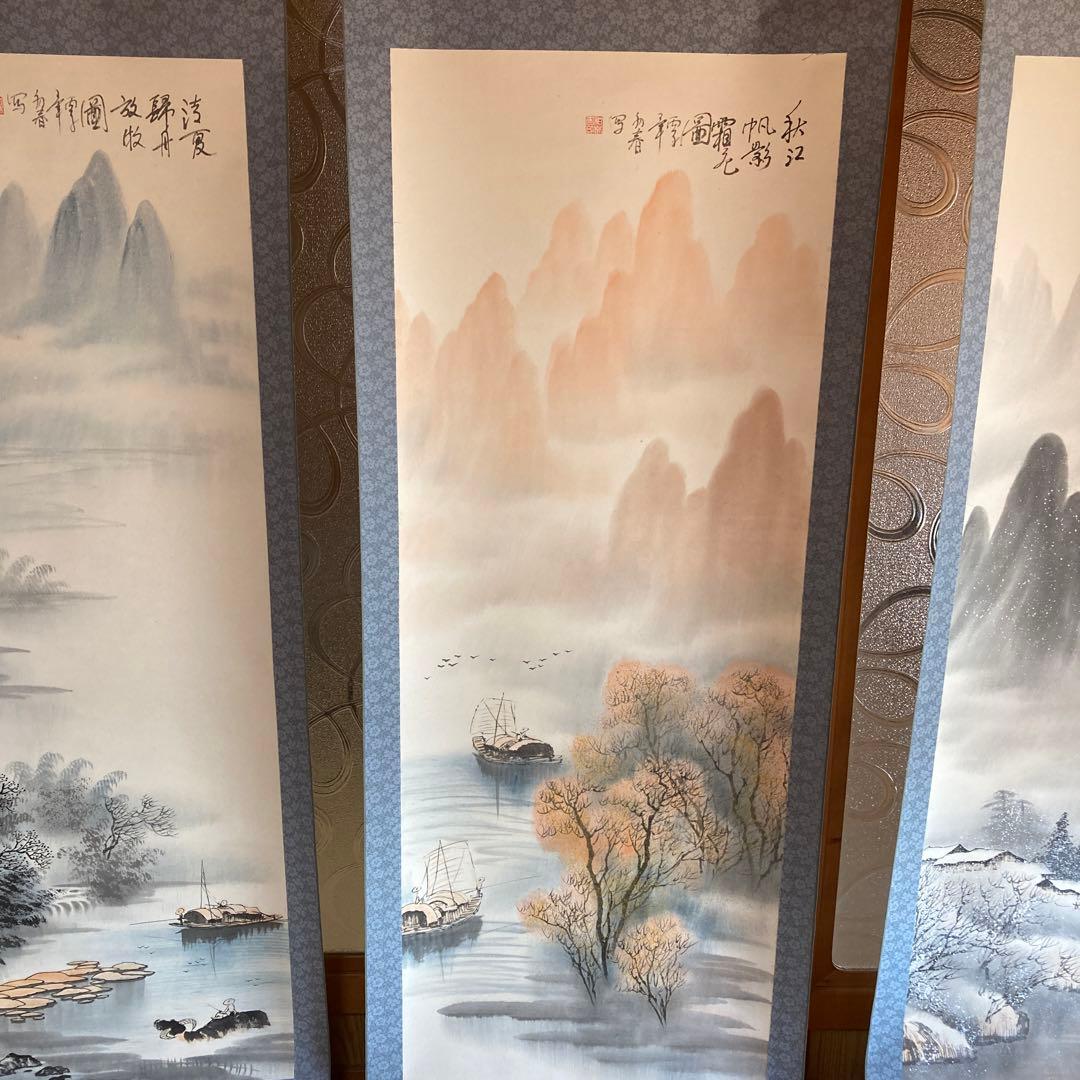 A2 掛軸　桂林四季　春夏秋冬　４本セット　【kurokunn】H