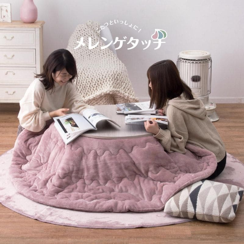 【アウトレット/限定品】北欧風オールシーズン円形８０こたつ＆掛け布団2点セット