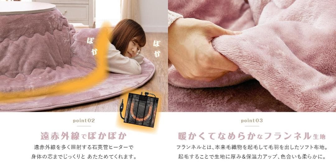 【アウトレット/限定品】北欧風オールシーズン円形８０こたつ＆掛け布団2点セット