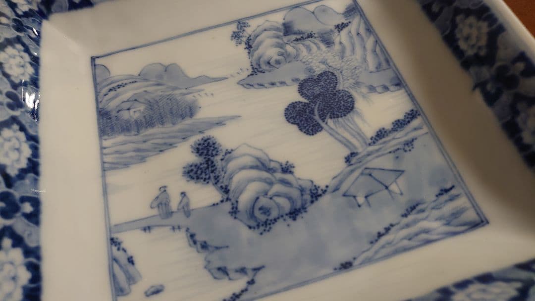 古伊万里　伊万里　角鉢　角皿　菓子皿　染付　アンティーク　蔵出し　江戸期　１客