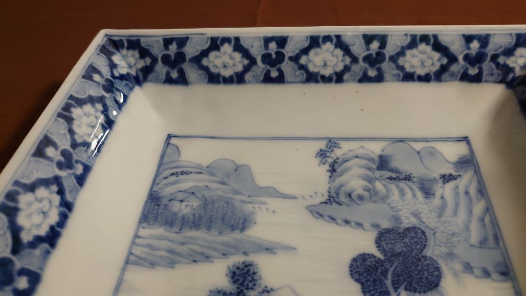 古伊万里　伊万里　角鉢　角皿　菓子皿　染付　アンティーク　蔵出し　江戸期　１客