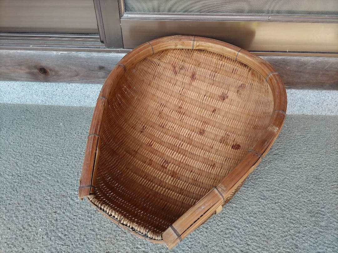 昭和レトロ　竹かご　竹細工　片口ざる　古道具