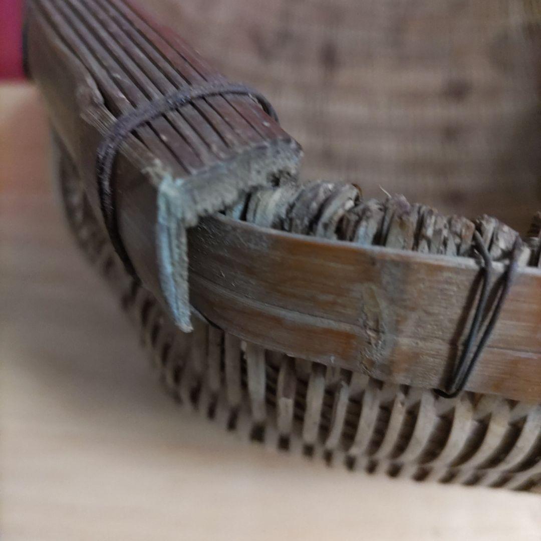 昭和レトロ　竹かご　竹細工　片口ざる　古道具