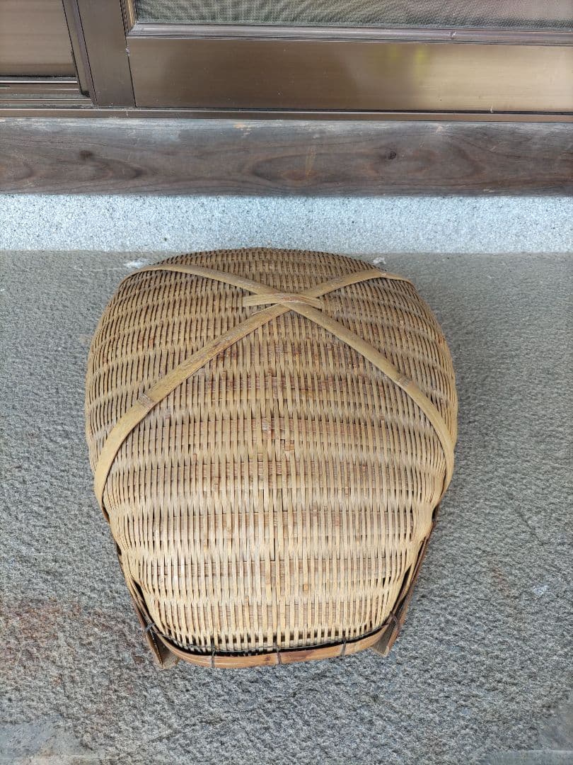 昭和レトロ　竹かご　竹細工　片口ざる　古道具