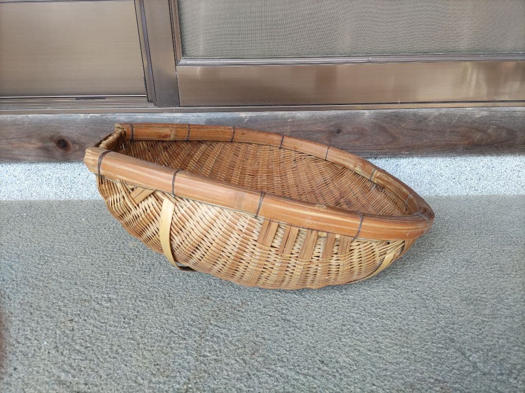 昭和レトロ　竹かご　竹細工　片口ざる　古道具