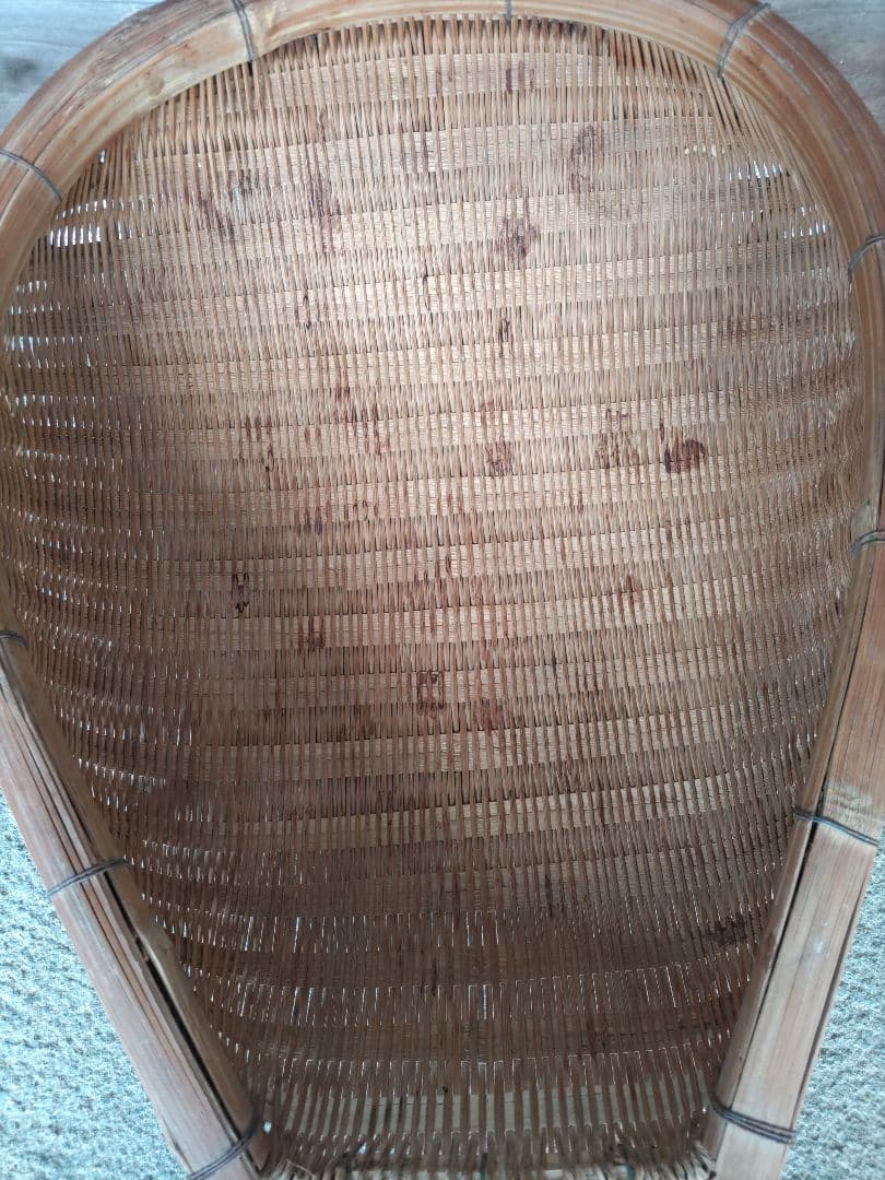 昭和レトロ　竹かご　竹細工　片口ざる　古道具