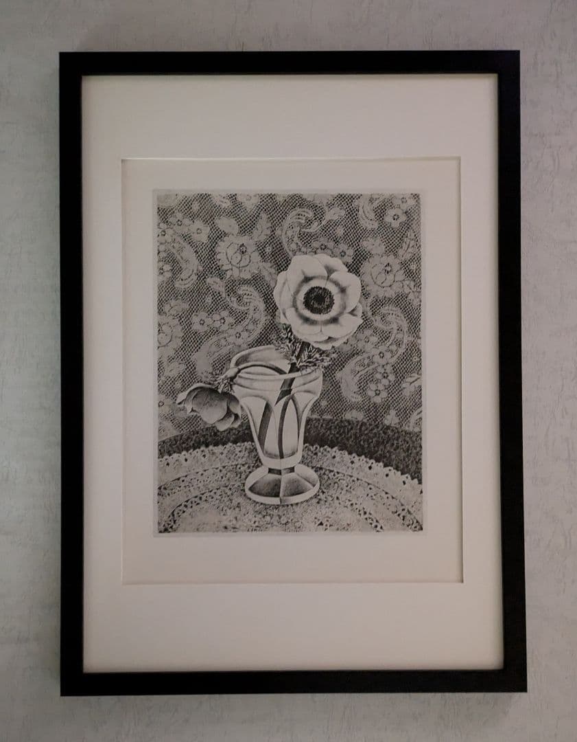 f長谷川潔の500部限定作品　「二つのアネモネ」真作保証