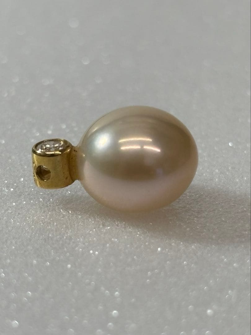 【K18 / パールネックレストップ 】 本真珠 ダイヤ0.07ct 1.55g