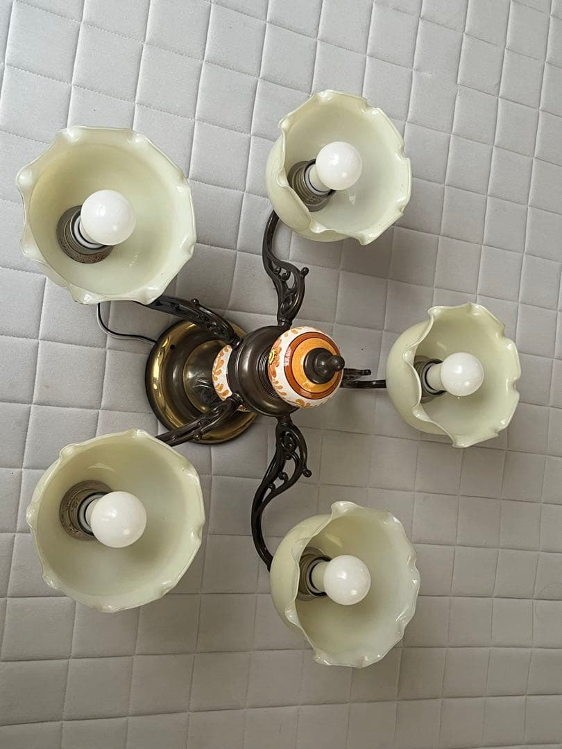 値下げ！アンティーク　ガラスシャンデリア 5灯