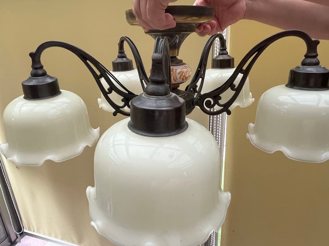 値下げ！アンティーク　ガラスシャンデリア 5灯