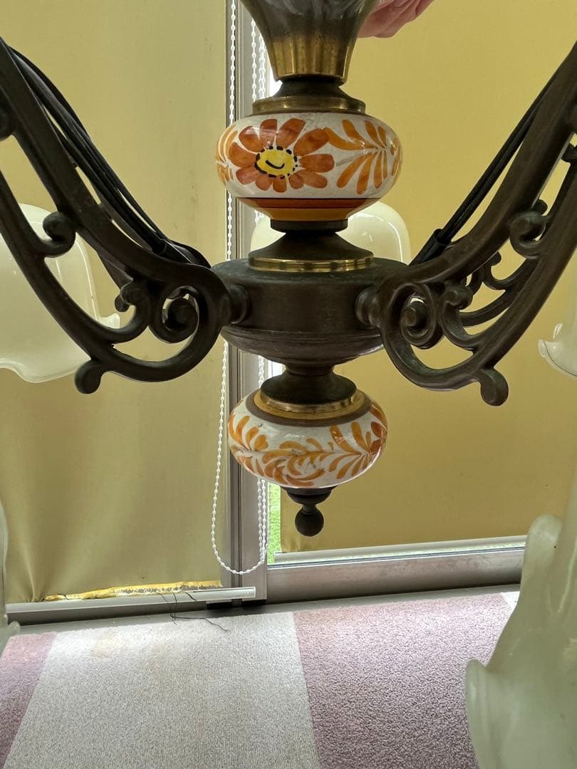 値下げ！アンティーク　ガラスシャンデリア 5灯