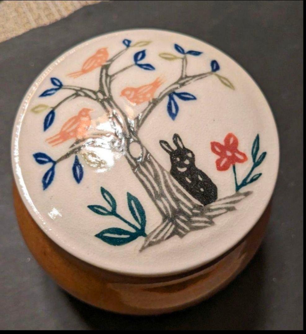 貴重　長谷川風子　蓋物　フタモノ　ウサギ　鳥