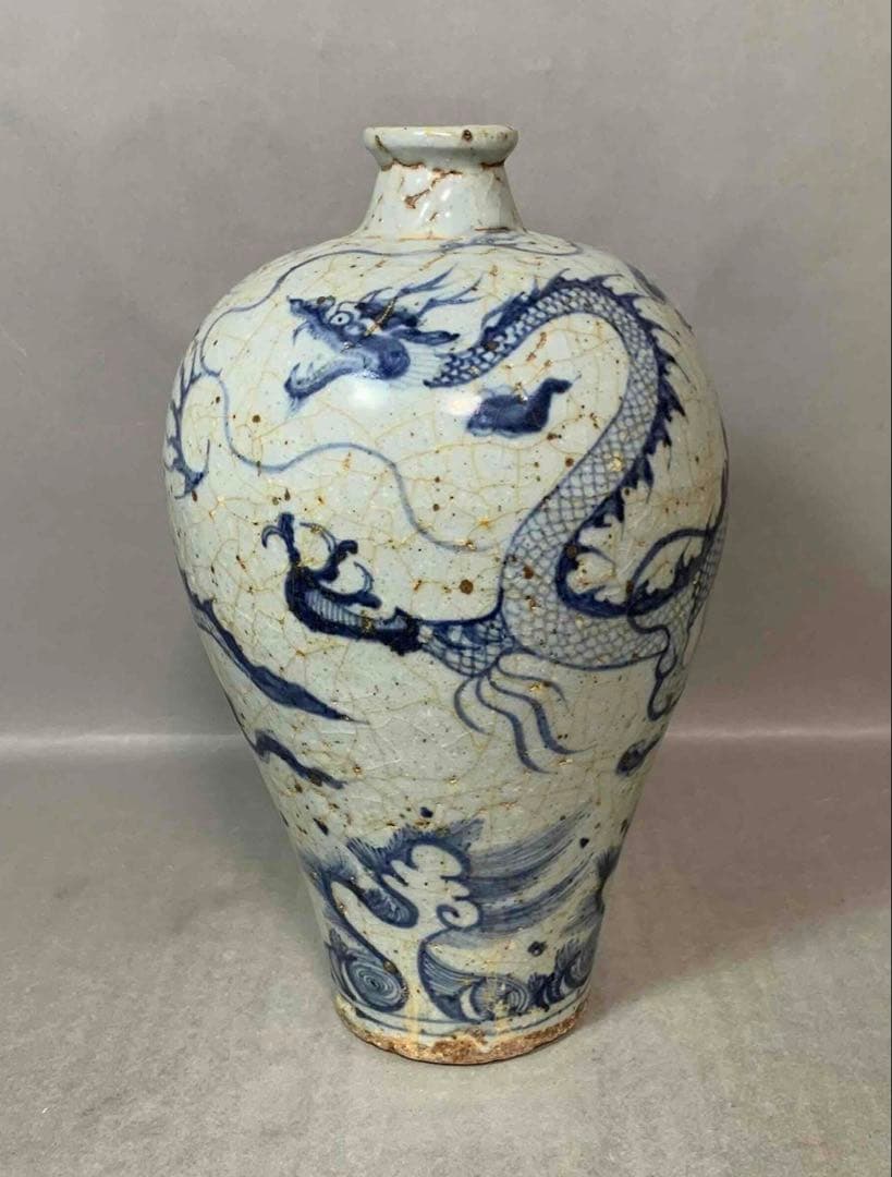 中国 染付龍絵梅瓶　f2250917