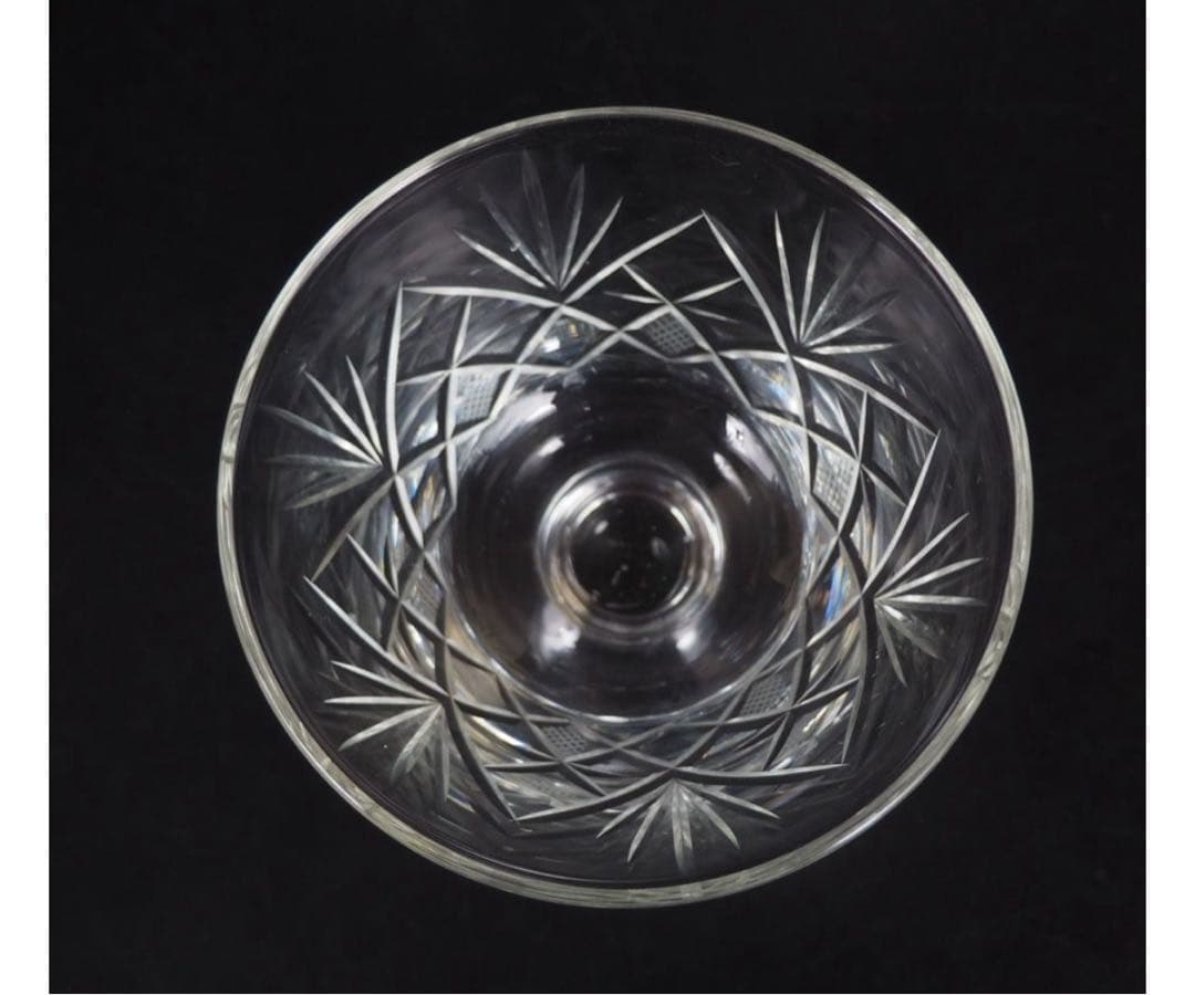 送料無料　ビンテージ　カットガラスサンデーカップ5客　気泡有