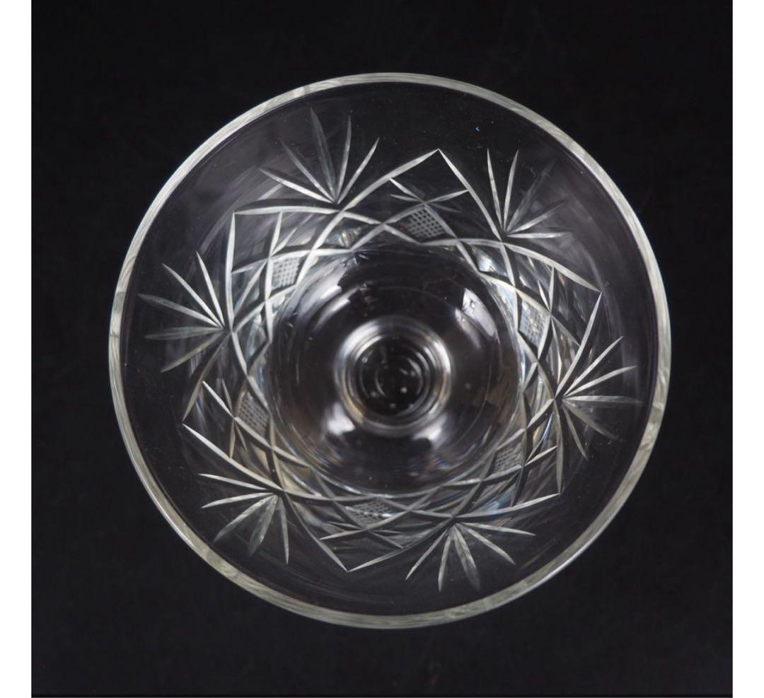 送料無料　ビンテージ　カットガラスサンデーカップ5客　気泡有