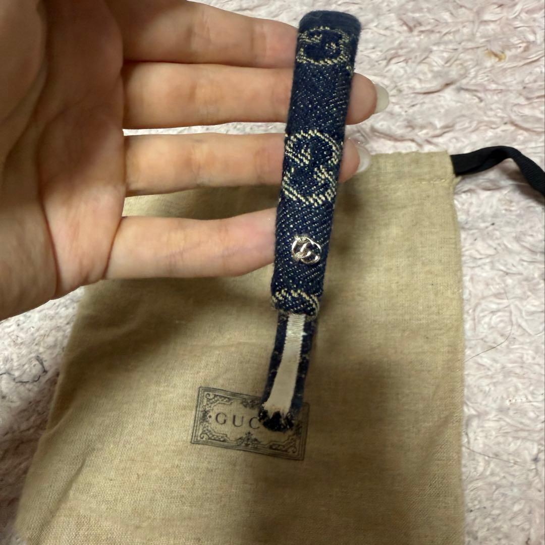 【値段交渉あり】GUCCI デニム ヘアバンド カチューシャ 収納袋付き