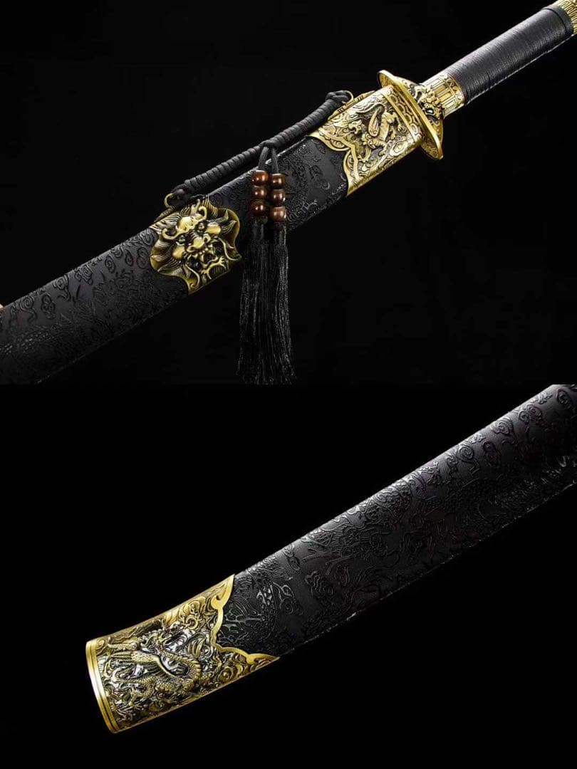 黒竜紋龍虎 美術刀 刀装具 模擬刀 日本刀 模造刀 武具 舞踊刀