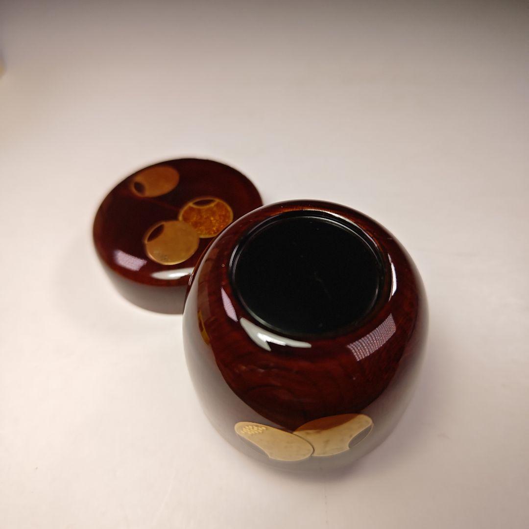 イ672 棗『中村宗悦』『欅目スリ　溜塗　壺々蒔絵　棗　共箱』茶道具