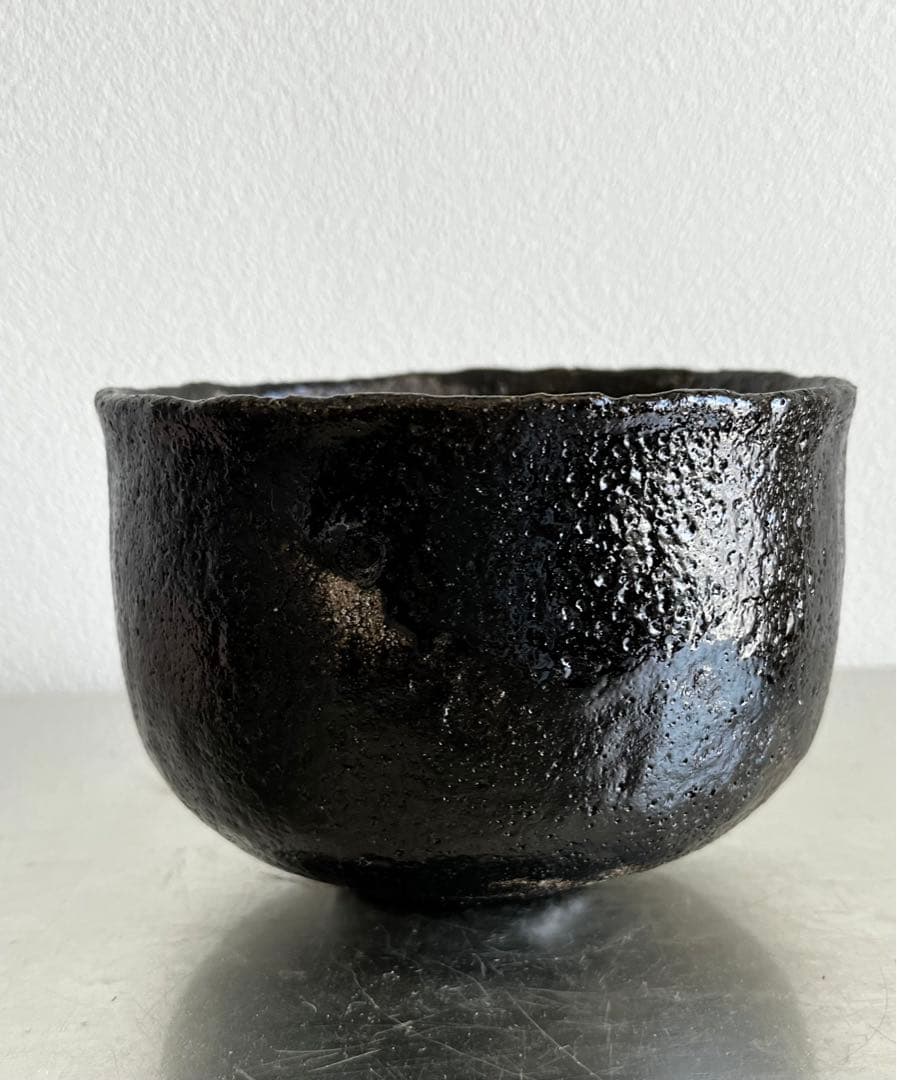 三代 中村道年 光悦風黒楽茶碗 共箱 共布 茶道具