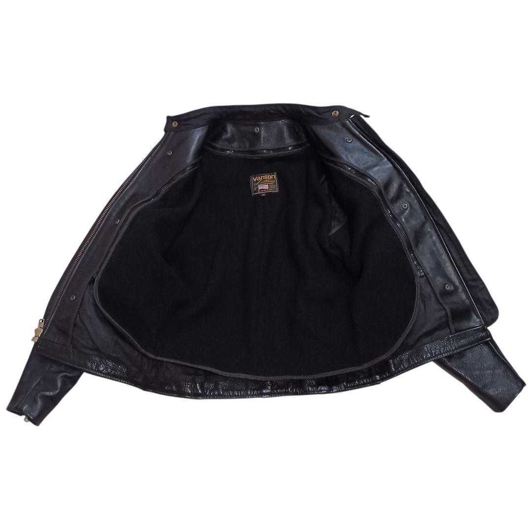 バンソン レザージャケット シングルライダース 革ジャン 38 黒 インナー付き