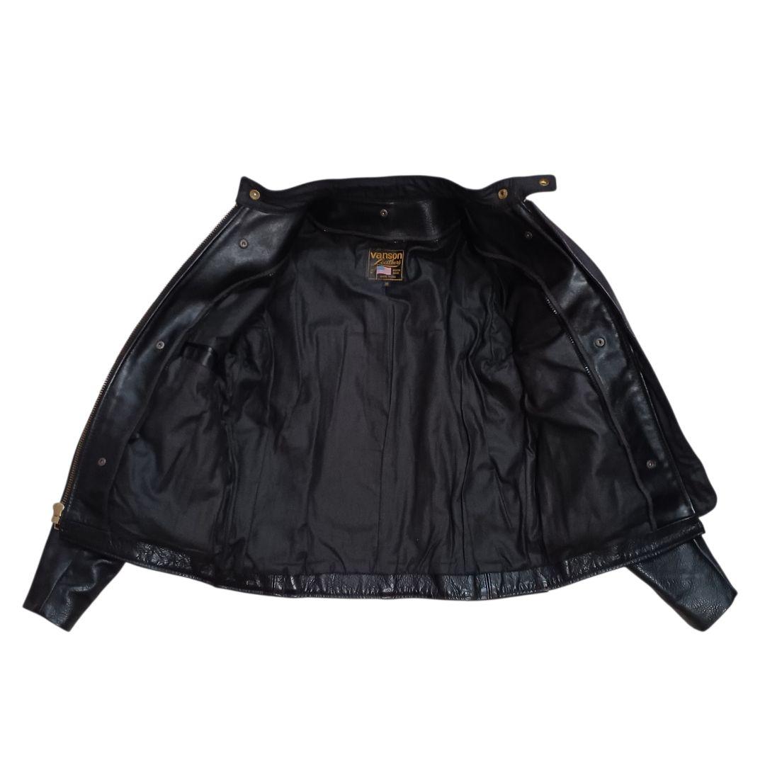 バンソン レザージャケット シングルライダース 革ジャン 38 黒 インナー付き