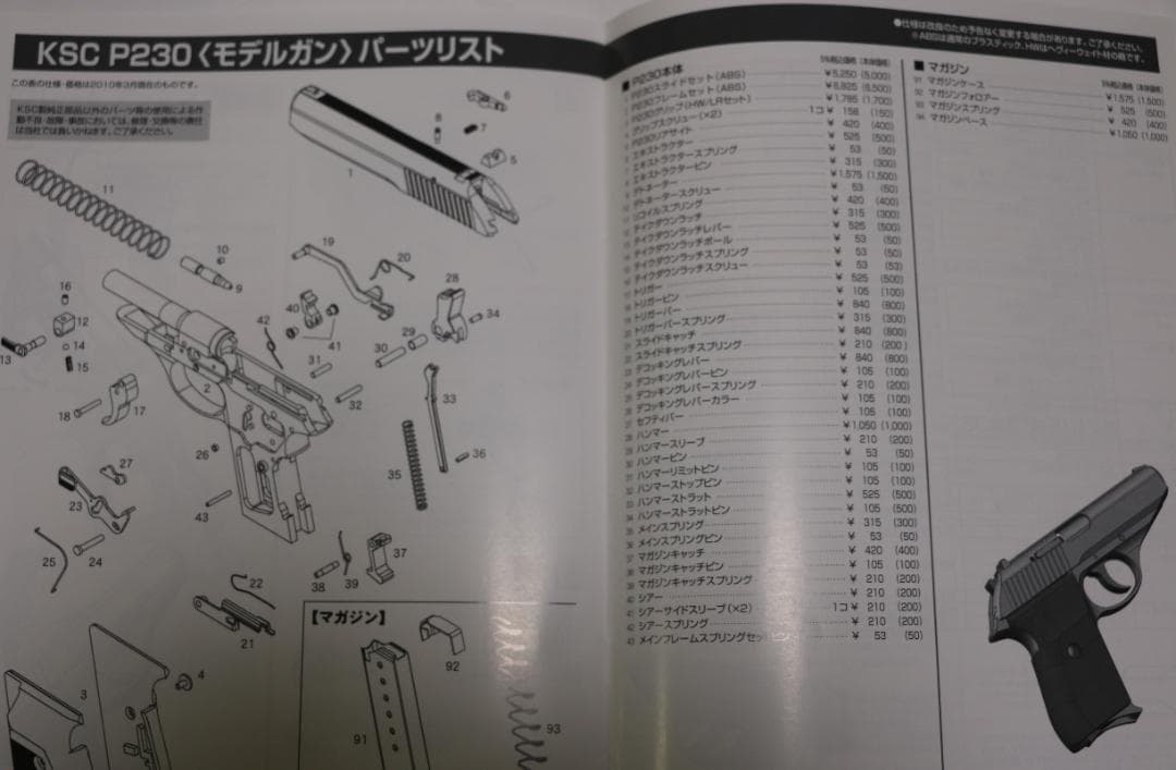 KSCコーポレーション製　ABS樹脂モデルガン SIG P230 合法品　未発火