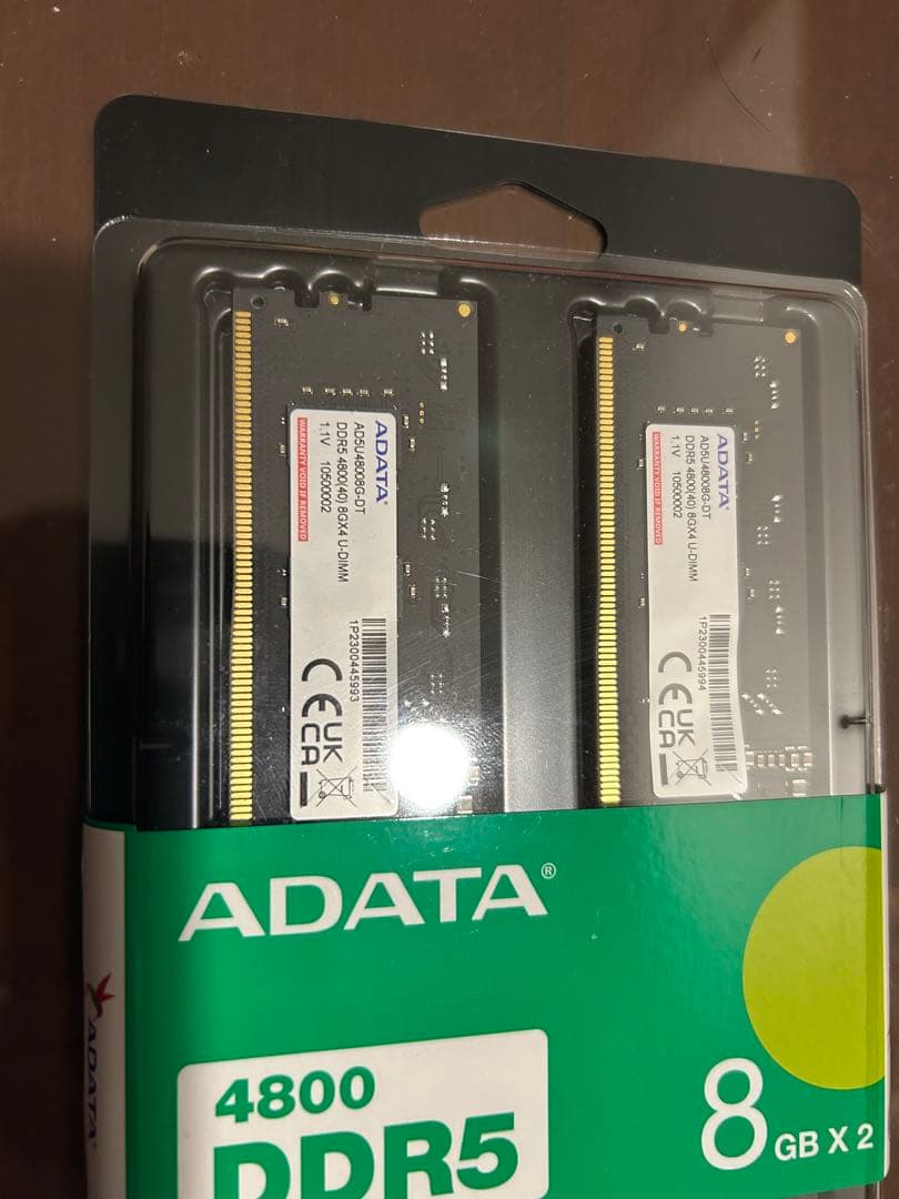 【新品】ADATA DDR5-4800 8GB x2 (16GB)
