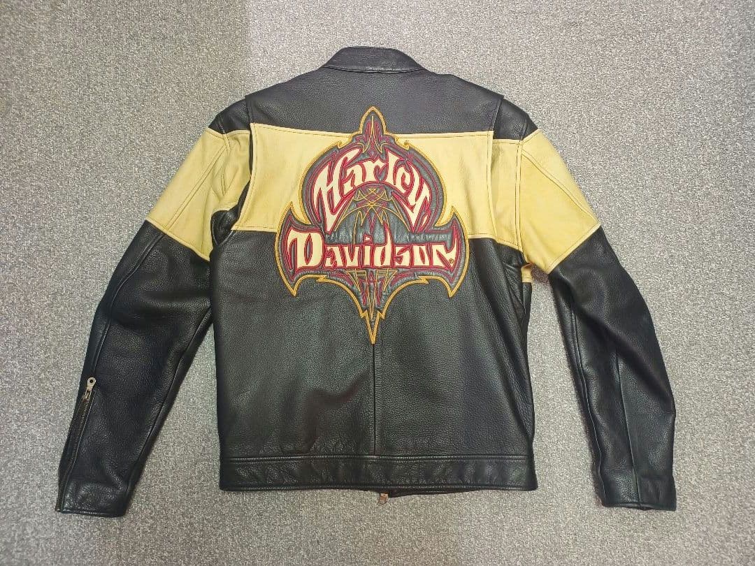 Harley Davidson シングルライダースジャケット S 黒/黄