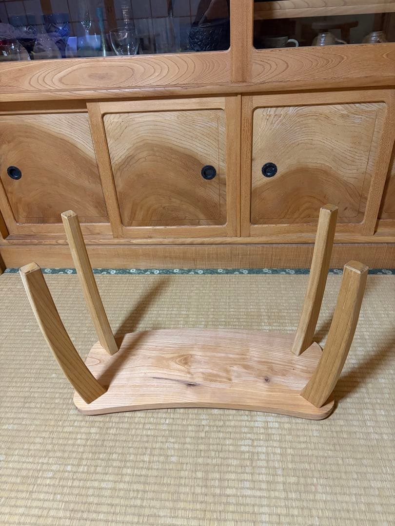 1335建具屋58年のおじいさんの手作り木製サイドテーブル、イス、スツール