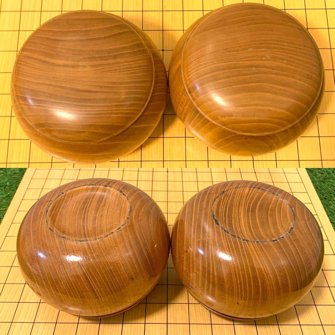 激レア 本榧一枚板柾目卓上碁盤 天地柾 天柾 高級蛤碁石32号雪印 良碁笥セット