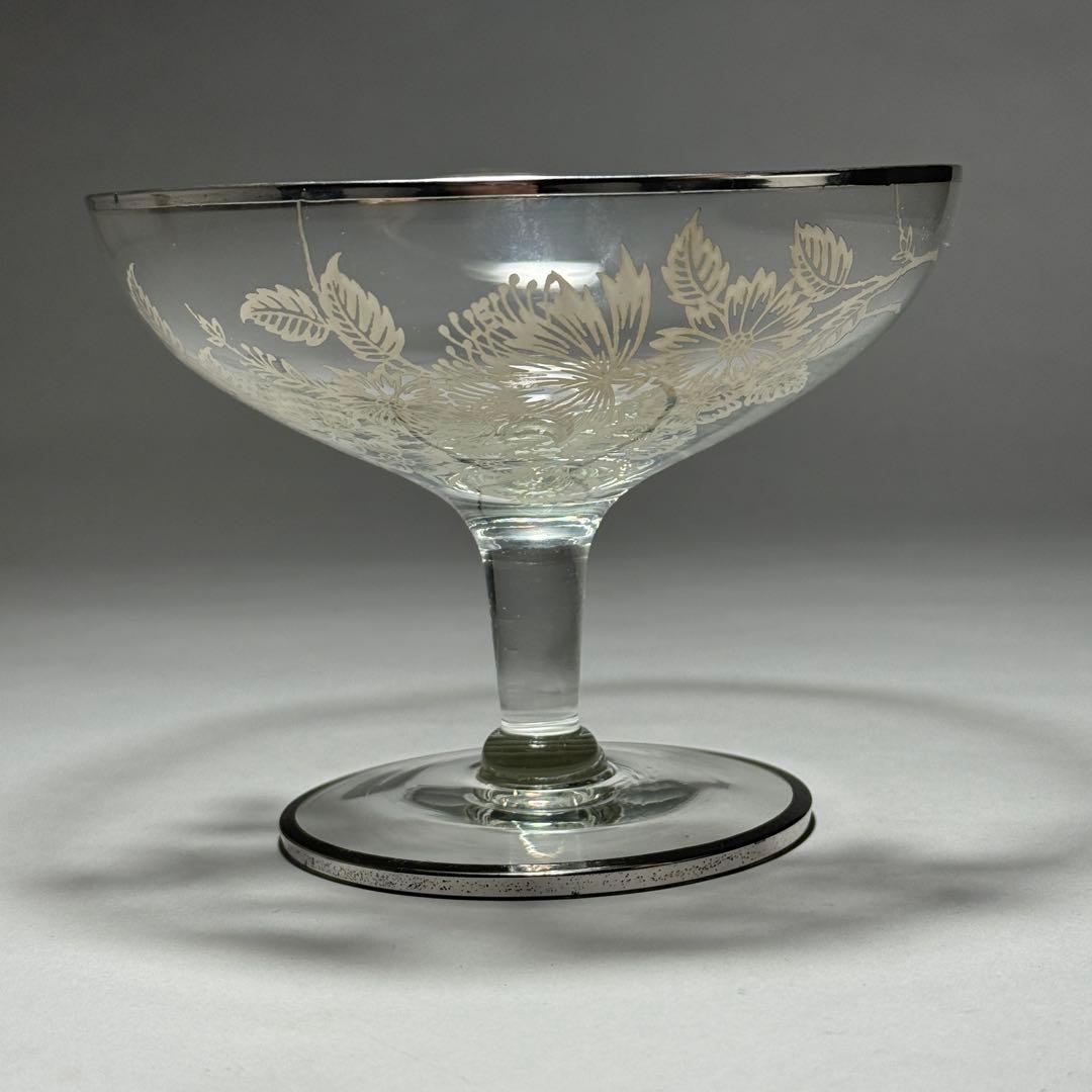 ◆シルバーオーバーレイ シャンパングラス 径14cm 1930〜1940年代◆