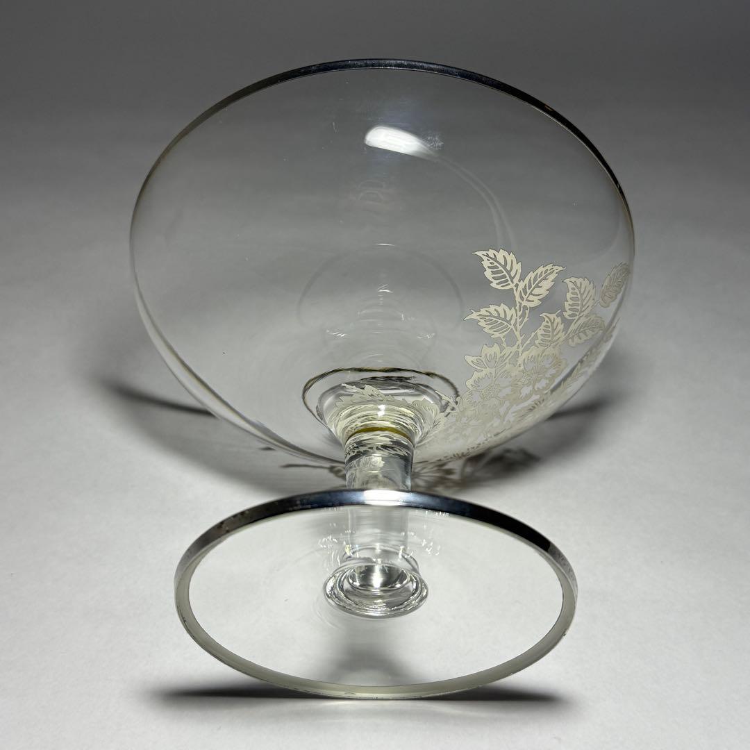 ◆シルバーオーバーレイ シャンパングラス 径14cm 1930〜1940年代◆