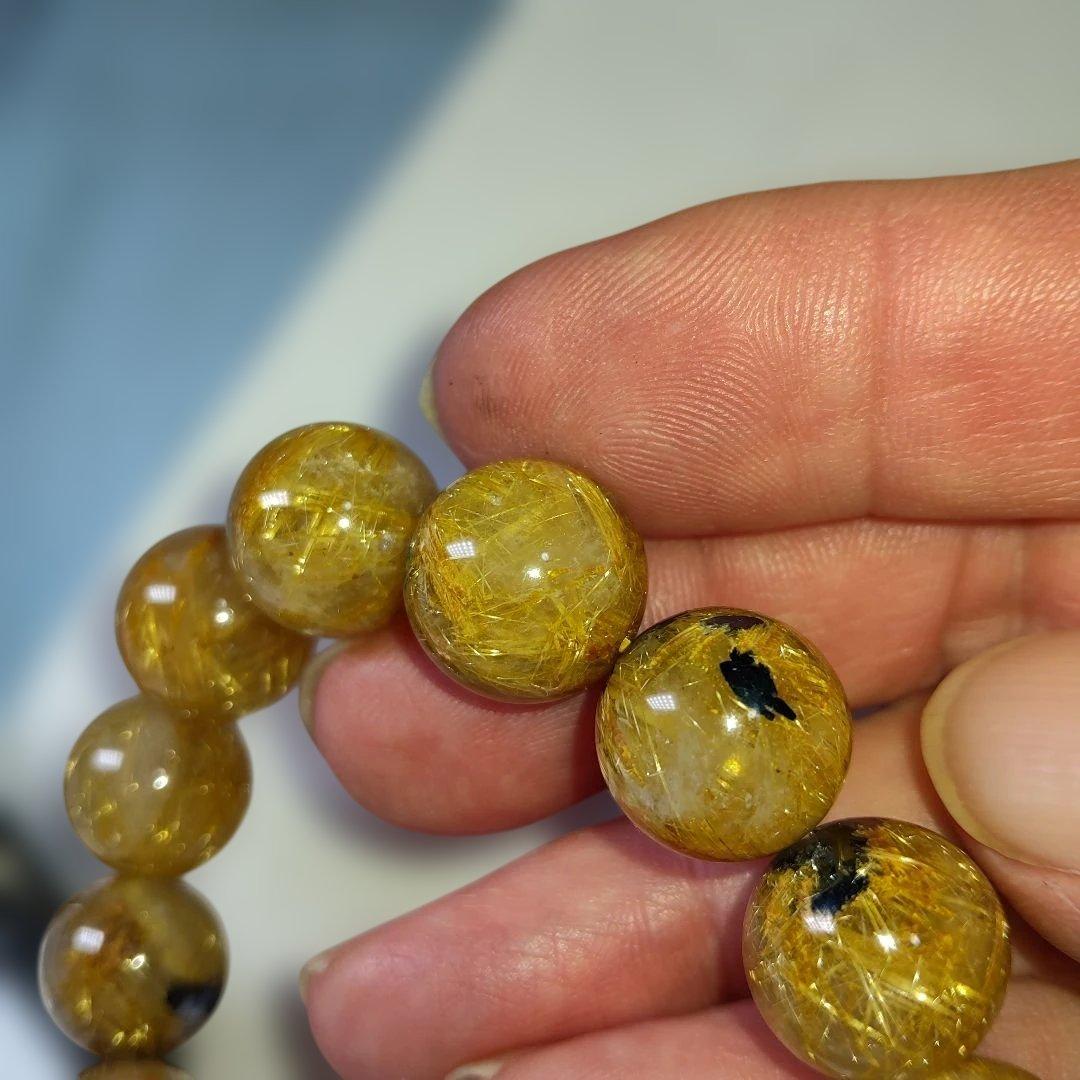 ルチルクォーツ ビーズブレスレット 約12mm